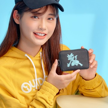 【OUTDOOR】寶可夢Pokemon-幻彩路卡利歐零錢包-黑色 ODGO22T11BK