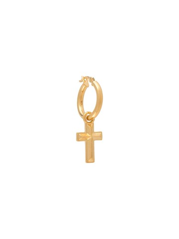 Northskull - Cross hoop earring - men - Gold Plated Sterling Silver - One Size