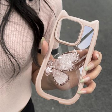 【超萌貓耳朵】優雅蝴蝶適用蘋果17promax手機殼iphone17pro新款17air女16e超火15plus全包ins風14套13透明