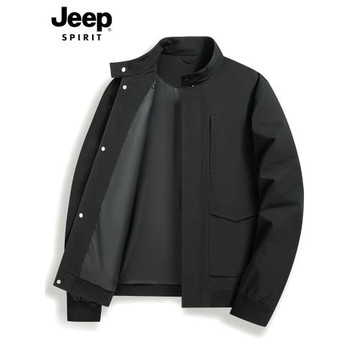 JEEP SPIRIT吉普立領夾克男士春秋休閑外套男裝簡約百搭上衣男款