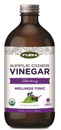 Flora Apple Cidar Vinegar Wellness Tonic Dietary Supplement Elderberry 17 fl oz