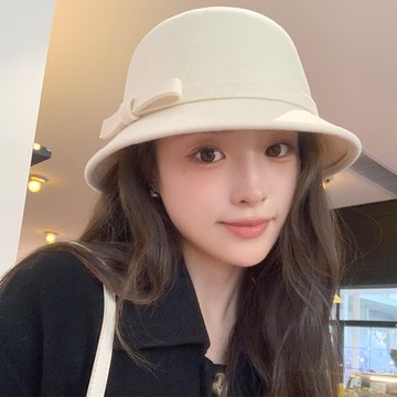 帽子 女生帽子 女帽 赫本風 漁夫帽 休閒帽 小禮帽 蝴蝶結 水桶帽 秋冬款 法式 復古 044