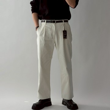 正韓堅挺純棉單褶半寬厚鬆緊休閒褲 4色 YUPPIE 預購商品 0505