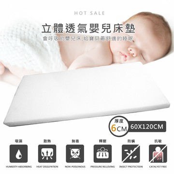 台灣製/超厚6cm3d立體透氣蜂巢孔可拆洗抗菌床墊/嬰兒床