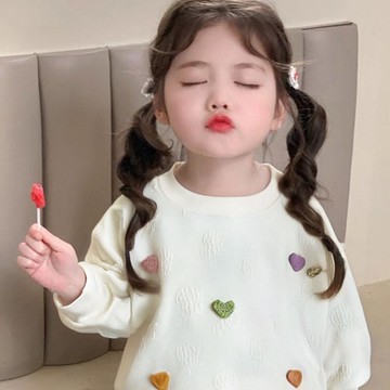 🎀biubiu童裝🎀秋季新款女童提花衛衣韓版長袖T恤套頭上衣外穿打底衫中大童