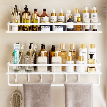 浴室置物架 衛浴置物架 浴室收納架 牆壁置物架 廁所架子 衛浴廁所淋浴間馬桶廚房免打孔太空鋁無痕雙層三層壁掛層架