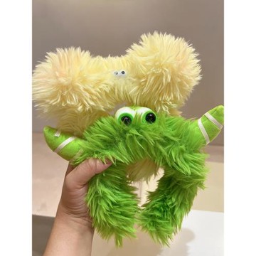 可愛卡通童趣長毛毛絨怪獸搞怪發箍家居拍照公仔玫粉綠色黃色頭箍