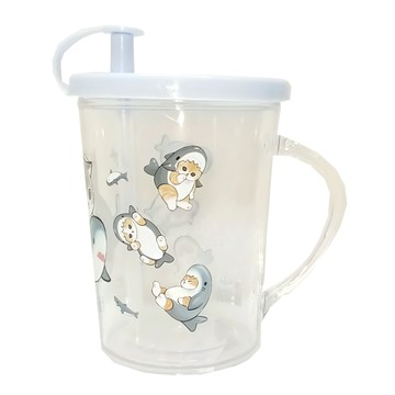 貓福珊迪 吸管杯 280ml 可愛卡通圖案 寶寶學飲水杯  鯊魚  1個