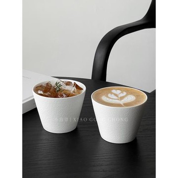 日式極簡陶瓷咖啡杯手握杯豬口杯復古精致高級拉花杯主人杯澳白杯