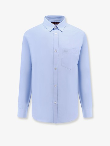 Cotton shirt with breast pocket with gucci embroidery - GUCCI - gender_Man