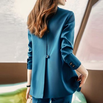 藍色西裝外套女春秋2025新款韓版西服職業套裝時尚休閑高級感上衣