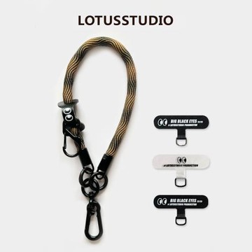 LOTUS STUDIO棕黑眼睛系列套裝手繩戶外背帶手機貼片掛環防丟神器