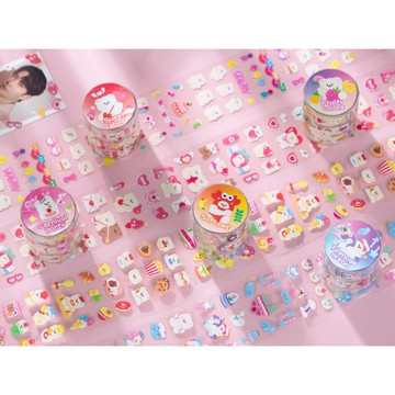 🍋檸檬青🍋新款現貨超可愛小熊遊園會系列卡通閃閃鐳射模切無需自裁膠帶8款5cm*3m貼紙手帳裝飾素材