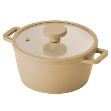 KINDAIRO 金太郎 陶瓷化兩手鍋 LE24  拿鐵色  1個  24cm