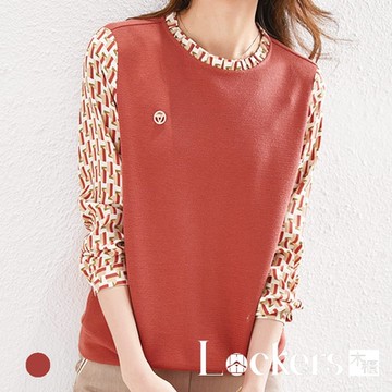 【Lockers 木櫃】秋季假兩件復古印花上衣 L111100309