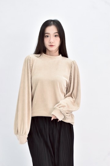 (M) khalita 棉質燈芯絨棕色長袖上衣