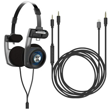 [4美國直購] Koss Porta Pro Utility (+Lightning線套餐) 3.5mm插頭 頭戴式耳機 可換線設計 含3.5轉2.5mm 1.2m音源線 收納袋 On-Ear Headphones