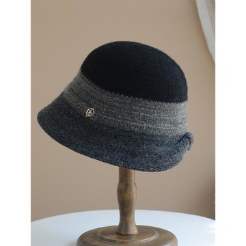 2025年秋冬新款羊毛帽子女士時尚百搭保暖盆帽日系復古針織漁夫帽