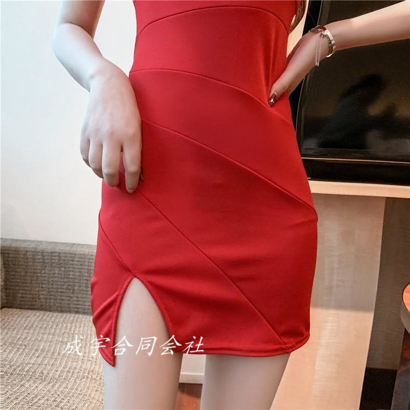 超深Vネック ワンピース レディース 20代30代40代 半袖 タイト