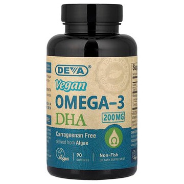 Deva, 全素 Omega-3 DHA，200 毫克，90 粒軟膠囊