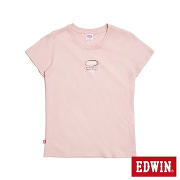 EDWIN 女款 基本標語短袖T恤(粉紅色)