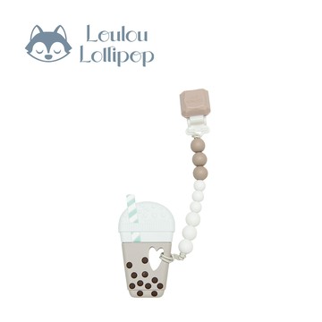Loulou Lollipop - 固齒器奶嘴鍊組-珍珠奶茶-榛果棕