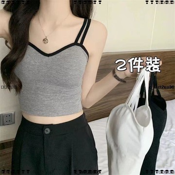 超實惠 六 女裝 帶胸墊 美背 防走光 抹胸 夏季黑色吊帶背心女 外穿內搭帶胸墊 美背內衣文胸一體 抹胸打底上衣