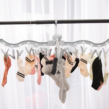 家用塑料襪子內衣夾子陽臺折疊多夾晾衣架防風衣架兒童衣服曬衣架1入