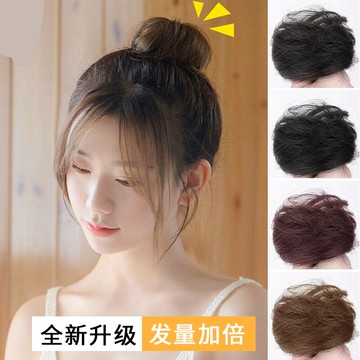 丸子頭假發發飾古風假發包蓬松網紅盤發器抓夾真發丸子頭發圈