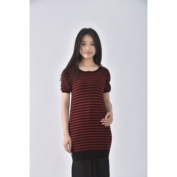 (S) mia mia條紋黑紅色短袖上衣二手衣