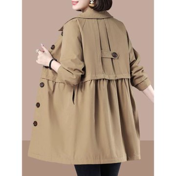 2025春秋新款女士風衣外套中年媽媽洋氣小個子中長款大碼女裝上衣