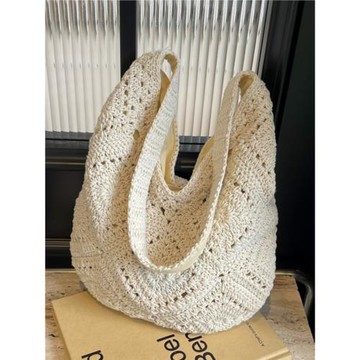 大容量草編包包女2025新款斜挎棉線編織包海邊度假單肩通勤托特包