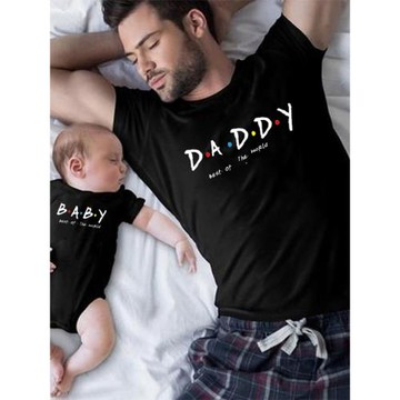 親子裝 一家三口母女父子裝短袖T恤休閑旅游拍照純棉嬰兒爬服夏裝