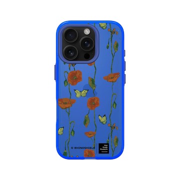 iPhone 16 Pro Clear 激光藍 - Van Gogh Museum - 蝴蝶和罌粟花 - 重複圖案