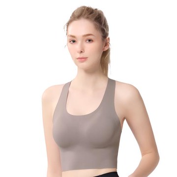 【Swear 思薇爾】U got fit系列M-XL無鋼圈交叉美背無痕包覆素面運動短背心(岩石棕)