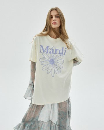 MARDI MERCREDI 印花短TEE 奶油色 經典小雛菊 紫花 寬鬆 UNISEX TSHIRT FLOWERMARDI