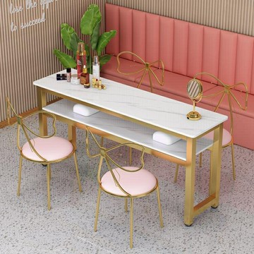 美甲桌 美甲桌簡約現代單人雙人三人美甲台桌椅套裝簡易桌子雙層經濟型AQ