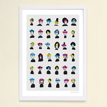 摩達客 西班牙知名插畫家Judy Kaufmann創作版畫掛畫-朋友看3D