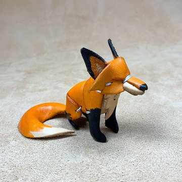 動物森林-狐狸-真皮植鞣 皮革鑰匙圈 吊飾  動物造型