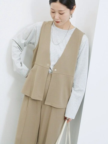 層次荷葉下襬設計V領背心(0F001117410) - Samansa Mos2 blue