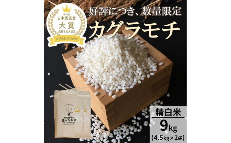 もち米9kg（4.5kg×2袋）精白米(カグラモチ)