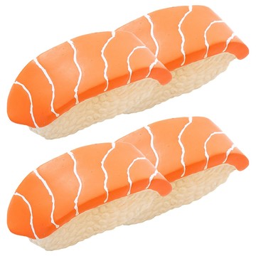 毛皇上 壽司乳膠玩具  鮭魚  4個  8 x 3 x 3.5cm