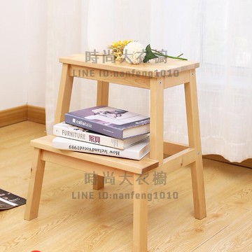 實木腳踏凳雙層階梯凳墊腳凳小樓梯凳子家用高低凳兩用兒童臺階椅【時尚大衣櫥】