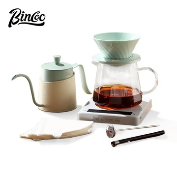 BINCOO 手沖咖啡壺套裝 陶瓷濾杯 萃取過濾手沖壺 玻璃分享壺 咖啡器具 500ML