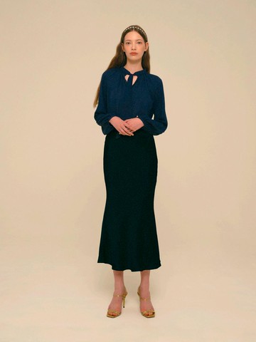 Mermaid Maxi Satin Skirt [Dark Sapphire]