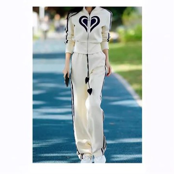 設計感春季新款立領拉鏈衛衣外套闊腿褲兩件套時尚休閑運動套裝女