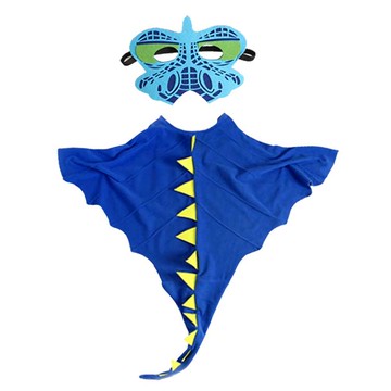 摩達客★萬聖派對變裝扮★兒童藍色恐龍造型披風斗篷二件組（面具/斗篷） ★Cosplay _廠商直送
