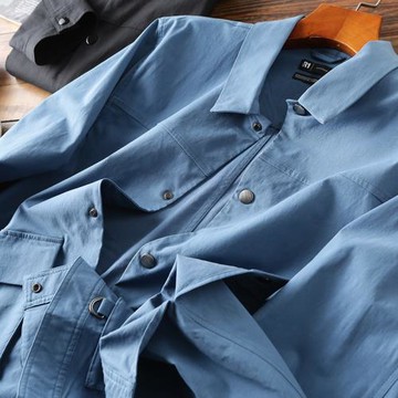 設計師出品！輕工裝！水洗棉！秋季男士日系寬松休閑工裝夾克外套