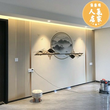 山水牆貼 電視牆背景牆貼自黏2021壁紙客廳3d立體裝飾壁布中式山水牆紙貼畫