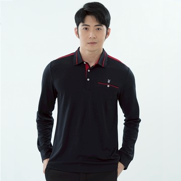 遊遍天下 男款抗UV防曬涼感吸濕排汗機能長袖POLO衫GL1039黑色(M-5L 大尺碼)